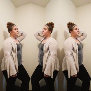 Bell sleeve light lace cardigan